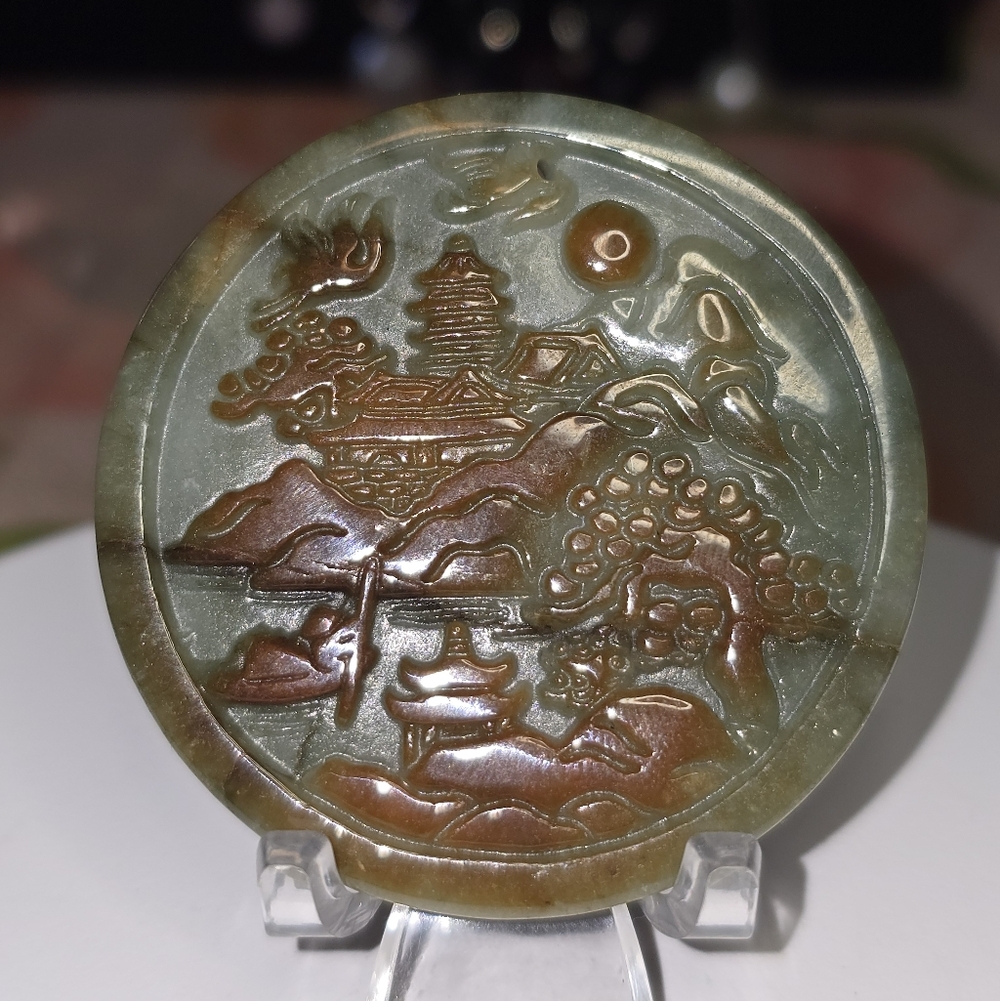 Jadeite Stone Scenery Landscape Carving